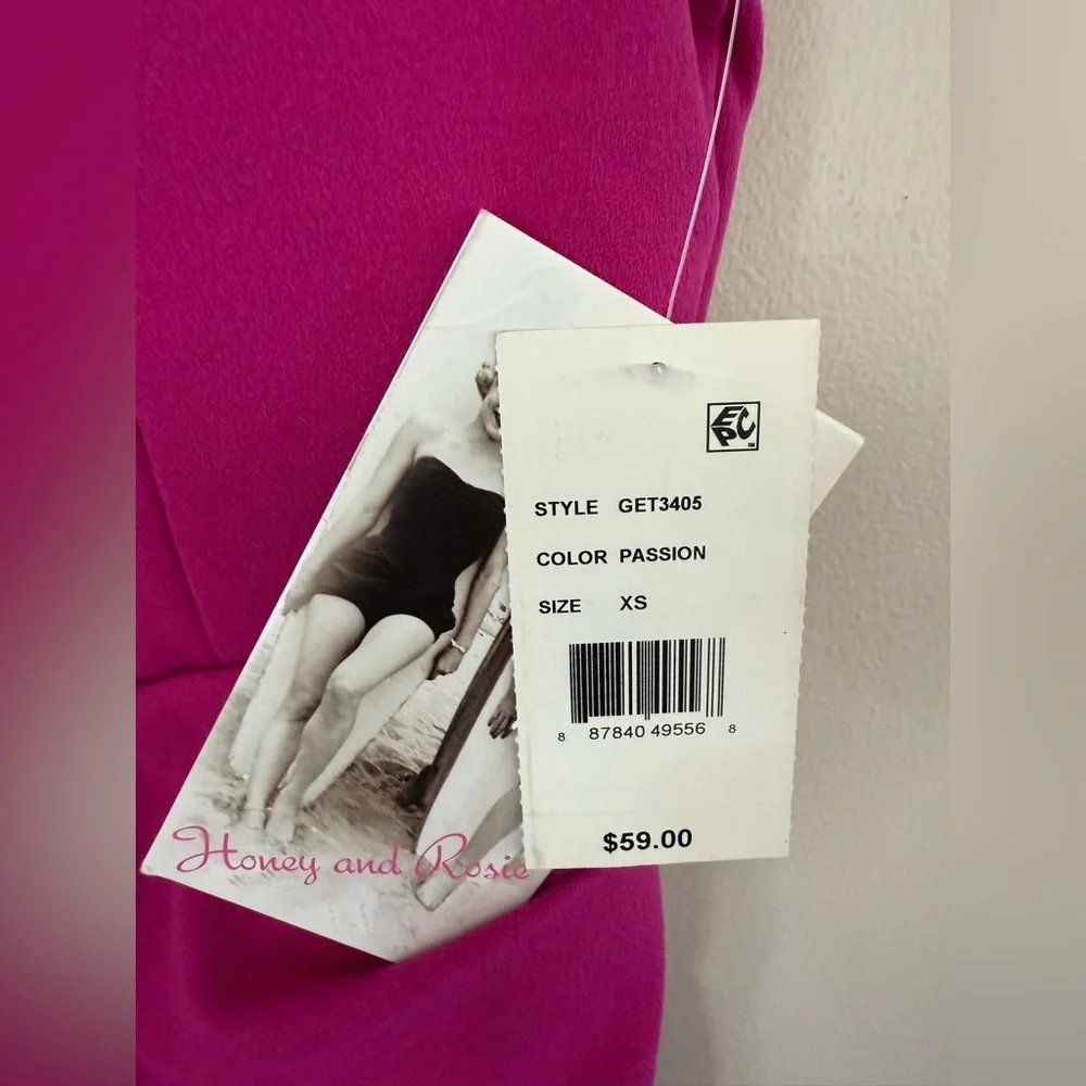 HONEY AND ROSIE *NWT* Fuchsia Ruched Mini Dress XS - Picture 2 of 5
